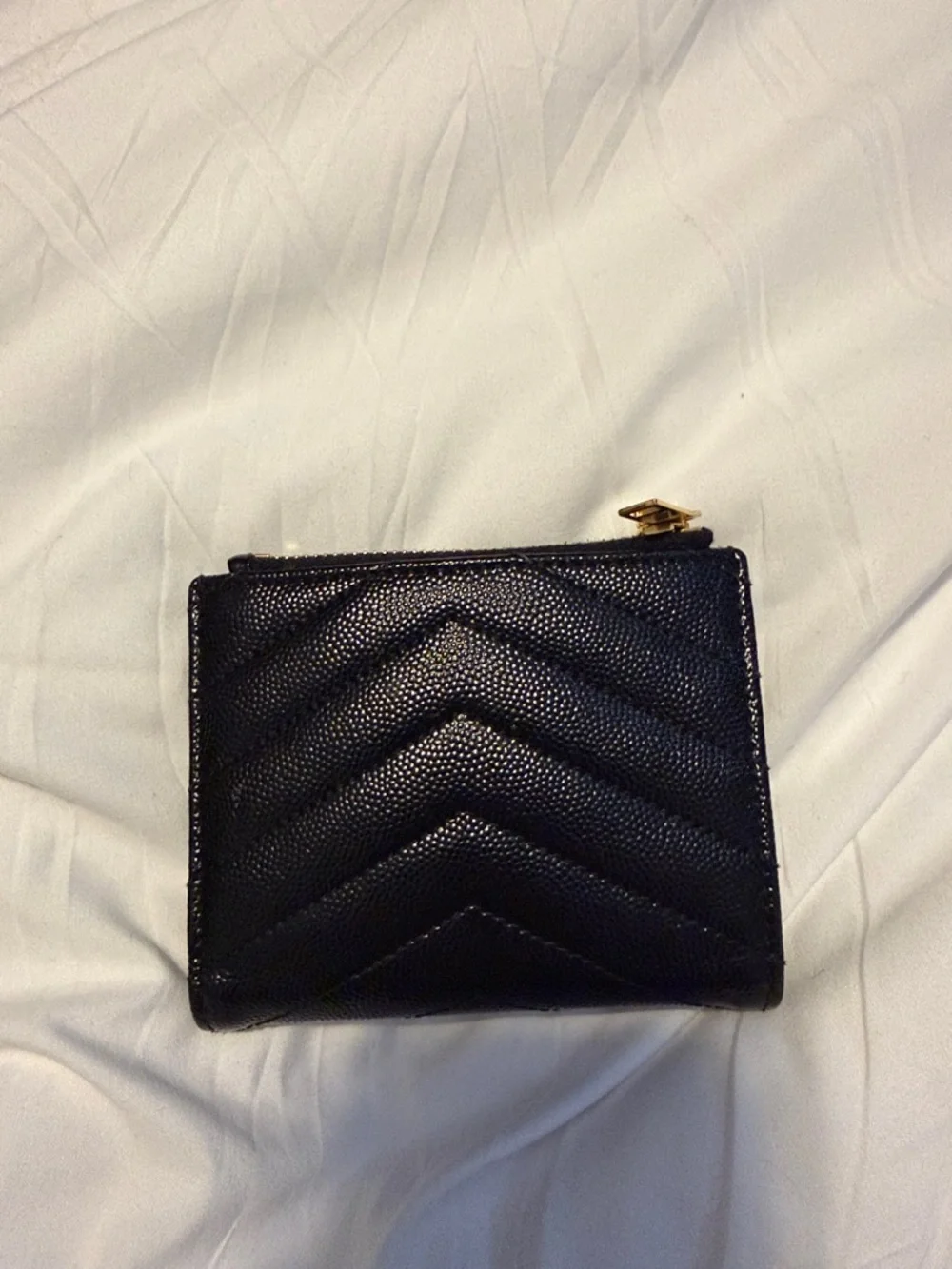Yves Saint Laurent Black Quilted Leather Wallet with Gold YSL Logo - Picture 2 of 4
